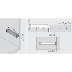 BLUM 956A1201 Tip-on adapter prosty PG 76 mm